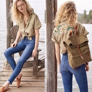 Madewell | Embroidered Tie Front Safari Shirt